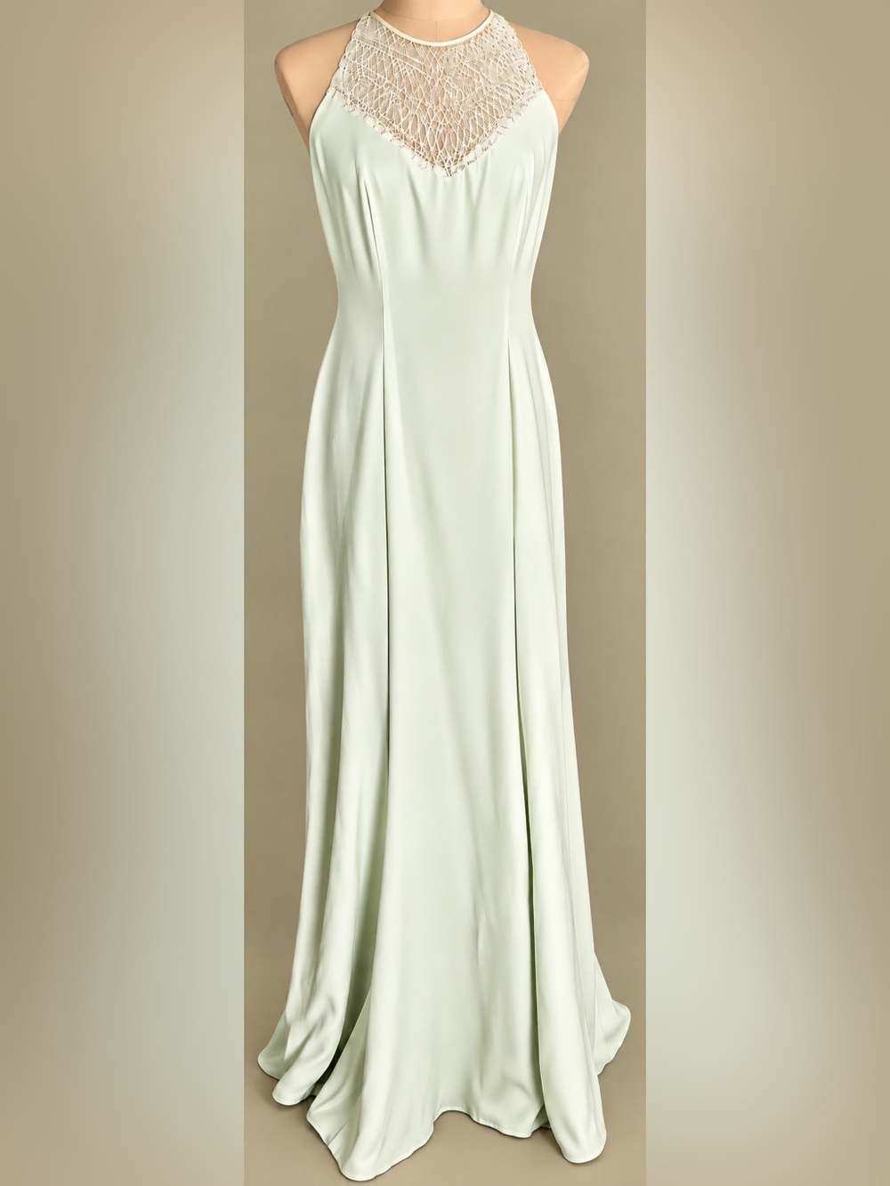 90s Beaded Halter Mint Green Maxi Dress hoco formal Size 8